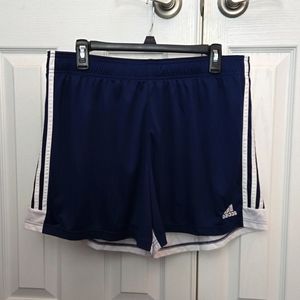 NWOT Adidas 2XL athletic shorts, Navy with classic 3 white stripes